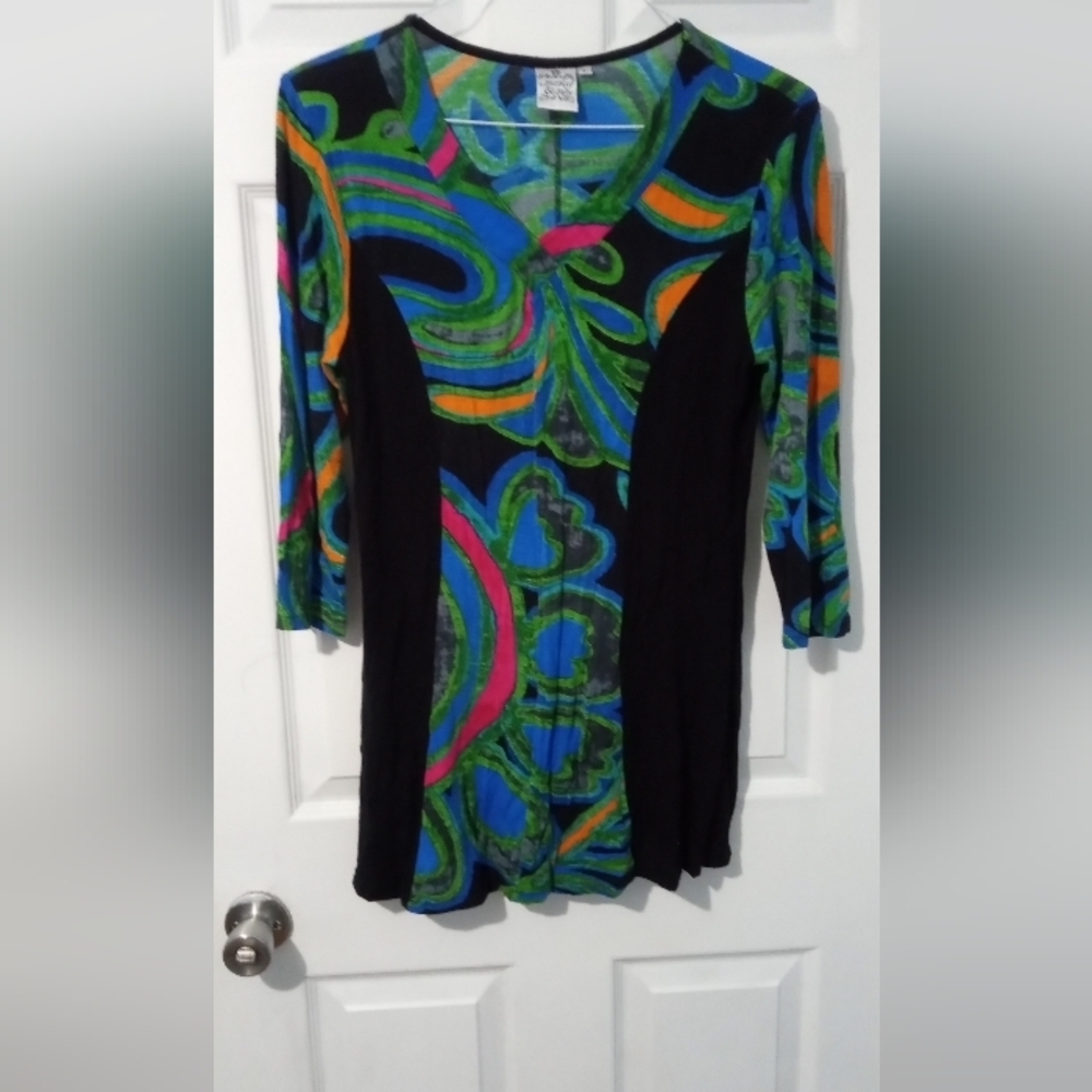 Parsley & Sage Colorful Swirl Long Sleeve Dress